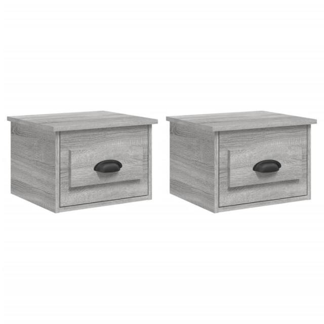 Berkfield Home Wall-mounted Bedside Cabinets 2 pcs Grey Sonoma 41.5x36x28cm - Size: 41.5x36x28 cm - image 1