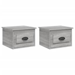 Berkfield Home Wall-mounted Bedside Cabinets 2 pcs Grey Sonoma 41.5x36x28cm - Size: 41.5x36x28 cm - thumbnail 1