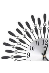 Living and Home 37.5cm Dia Drop-Shape Arabic Numeral Metal Silent Wall Clock with Crystal, Black - thumbnail 3