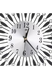 Living and Home 37.5cm Dia Drop-Shape Arabic Numeral Metal Silent Wall Clock with Crystal, Black - thumbnail 4