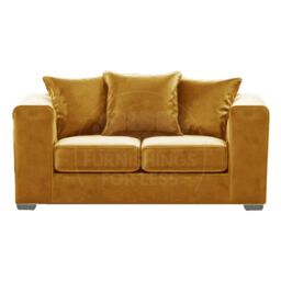 Furnishings For Less UK Ella Boxed Arm Plush Velvet Fabric Sofa Set 3 & 2 Seater sofa Red in Gold - thumbnail 3