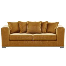 Furnishings For Less UK Ella Boxed Arm Plush Velvet Fabric Sofa Set 3 & 2 Seater sofa Red in Gold - thumbnail 2