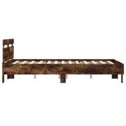 Berkfield Home Bed Frame with LED without Mattress Smoked Oak 120x190 cm Small Double in Brown - thumbnail 8