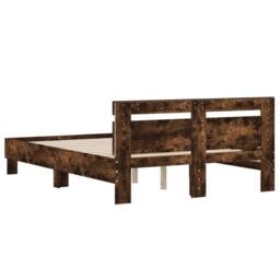 Berkfield Home Bed Frame with LED without Mattress Smoked Oak 120x190 cm Small Double in Brown - thumbnail 9