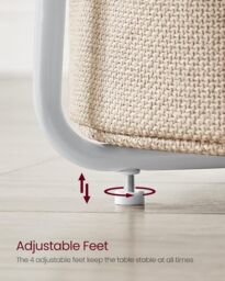 VASAGLE Round End Table Fabric Basket Spacious Modern Bedside Living Room in White - thumbnail 7
