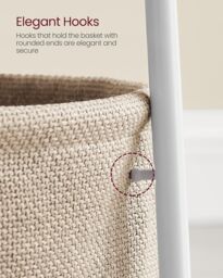 VASAGLE Round End Table Fabric Basket Spacious Modern Bedside Living Room in White - thumbnail 6