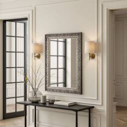 Yearn Mirrors Carved Framed Bevelled Mirror Silver 77x62cm - Size: 77x62 cm - thumbnail 4