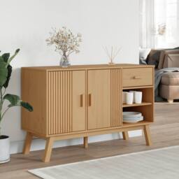 Berkfield Home Sideboard OLDEN Brown 114x43x73.5 cm Solid Wood Pine in Tan