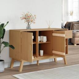 Berkfield Home Sideboard OLDEN Brown 114x43x73.5 cm Solid Wood Pine in Tan - thumbnail 4