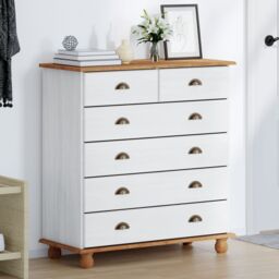"Berkfield Home Chest of Drawers ""ASKIM"" White 91x40x95, 5 cm Solid Wood Pine" - thumbnail 4