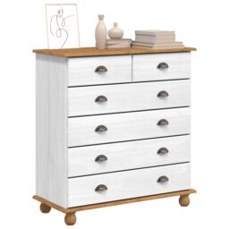 "Berkfield Home Chest of Drawers ""ASKIM"" White 91x40x95, 5 cm Solid Wood Pine" - thumbnail 3