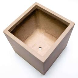 Primrose Outdoor Fibrecotta Cube Planter Sand Beige Cube Garden Plant Pots 50cm in Light Sand - thumbnail 3