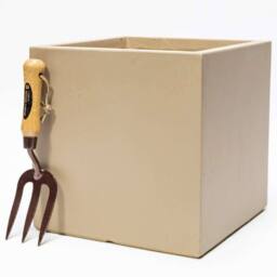 Primrose Outdoor Fibrecotta Cube Planter Sand Beige Cube Garden Plant Pots 50cm in Light Sand - thumbnail 6