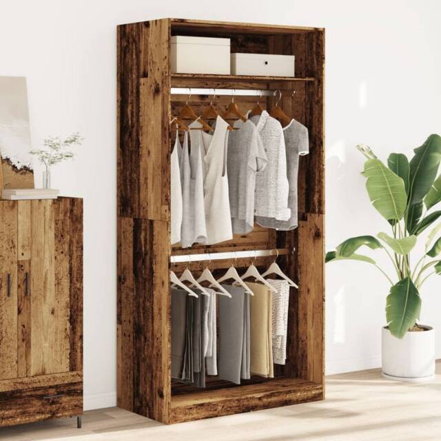 Berkfield Home Wardrobe Old Wood 100x50x200 cm Engineered Wood in Brown - Size: 100 x 50 x 200 cm - image 1