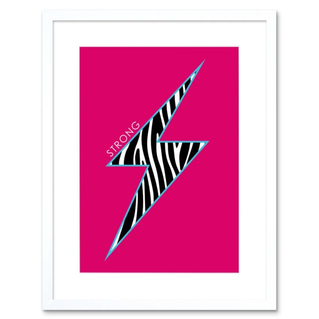 "Artery8 Wall Art Print Pink Zebra Strong Framed in White - Size: W7"" x H9""" - image 1