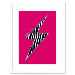 "Artery8 Wall Art Print Pink Zebra Strong Framed in White - Size: W7"" x H9""" - thumbnail 1