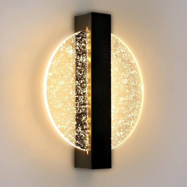 Goeco LED Wall Light, 12W, 3000K, Modern Indoor Wall Lamp, Acrylic Round in Black - image 1
