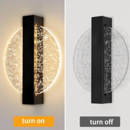 Goeco LED Wall Light, 12W, 3000K, Modern Indoor Wall Lamp, Acrylic Round in Black - thumbnail 9