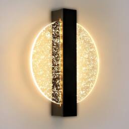 Goeco LED Wall Light, 12W, 3000K, Modern Indoor Wall Lamp, Acrylic Round in Black - thumbnail 1