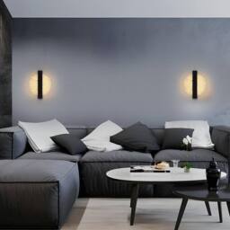 Goeco LED Wall Light, 12W, 3000K, Modern Indoor Wall Lamp, Acrylic Round in Black - thumbnail 7