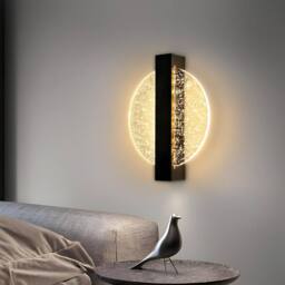 Goeco LED Wall Light, 12W, 3000K, Modern Indoor Wall Lamp, Acrylic Round in Black - thumbnail 6