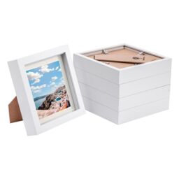 "Nicola Spring 6"" x 6"" White 3D Box Photo Frames - 4"" x 4"" Mount - Pack of 5 in Ivory" - thumbnail 1