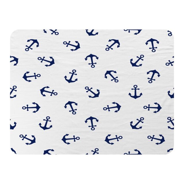 Benjamin Tate Design Navy Anchors On White Blanket in Natural - Size: 120 cm x 150 cm - image 1
