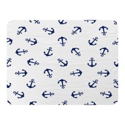 Benjamin Tate Design Navy Anchors On White Blanket in Natural - Size: 120 cm x 150 cm - thumbnail 1