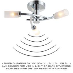Happy Homewares Modern Sensor Bathroom Ceiling Light Fixture with Multi Functions in Silver - thumbnail 3