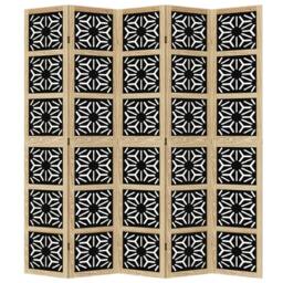 Berkfield Home Room Divider 5 Panels Brown & Black Solid Wood Paulownia - thumbnail 4