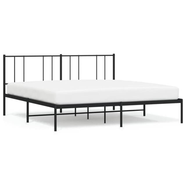 Berkfield Home Metal Bed Frame with Headboard Black 180x200 cm Super King - image 1