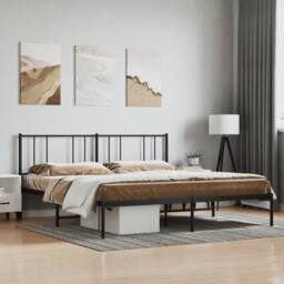 Berkfield Home Metal Bed Frame with Headboard Black 180x200 cm Super King - thumbnail 2