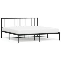 Berkfield Home Metal Bed Frame with Headboard Black 180x200 cm Super King - thumbnail 1