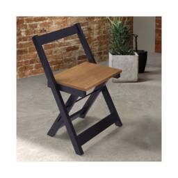 Seconique Santos Folding Chair (Box of 2) Navy Blue/Distressed Waxed Pine - thumbnail 1