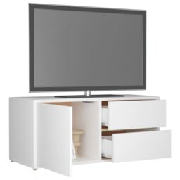 Berkfield Home TV Cabinet White 80x34x36 cm Engineered Wood - Size: 80 x 34 x 36 cm - thumbnail 5