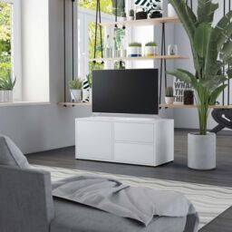 Berkfield Home TV Cabinet White 80x34x36 cm Engineered Wood - Size: 80 x 34 x 36 cm - thumbnail 1