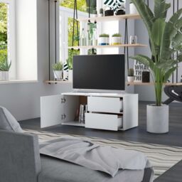 Berkfield Home TV Cabinet White 80x34x36 cm Engineered Wood - Size: 80 x 34 x 36 cm - thumbnail 3