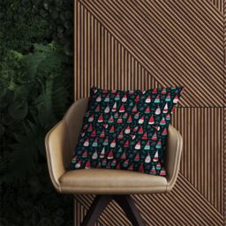 Warren Reed - Designer Hand Drawn Cheerful Santa Hats Outdoor Cushion in Red - Size: 60 cm x 60 cm - thumbnail 2