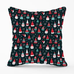 Warren Reed - Designer Hand Drawn Cheerful Santa Hats Outdoor Cushion in Red - Size: 60 cm x 60 cm - thumbnail 1