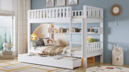 BTM 3ft Single Bunk Bed Wooden Bed Frame Storage Drawer with Shelf in White - thumbnail 7