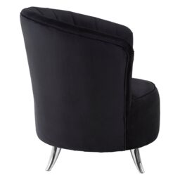 Orsina Tub Chair, Stylish Office Chair, Classy Velvet Chair, Round Velvet Upholstery Chair for Lounge in Black - thumbnail 3