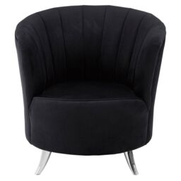 Orsina Tub Chair, Stylish Office Chair, Classy Velvet Chair, Round Velvet Upholstery Chair for Lounge in Black - thumbnail 6