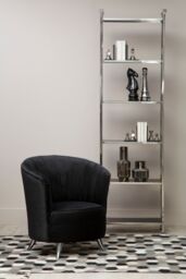 Orsina Tub Chair, Stylish Office Chair, Classy Velvet Chair, Round Velvet Upholstery Chair for Lounge in Black - thumbnail 2