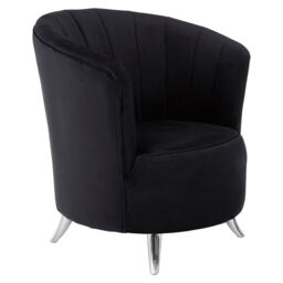 Orsina Tub Chair, Stylish Office Chair, Classy Velvet Chair, Round Velvet Upholstery Chair for Lounge in Black - thumbnail 4