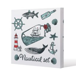 Benjamin Tate Design Nauticle Items (Canvas Print) / 114 x 114 x 4cm in Natural - Size: 114 x 114 x 4 cm - thumbnail 1