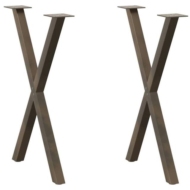 Berkfield Home Dining Table Legs X-Shaped 2 pcs Natural Steel 50x(72-73) cm Steel in Brown