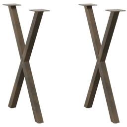 Berkfield Home Dining Table Legs X-Shaped 2 pcs Natural Steel 50x(72-73) cm Steel in Brown - thumbnail 1