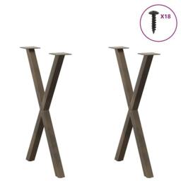 Berkfield Home Dining Table Legs X-Shaped 2 pcs Natural Steel 50x(72-73) cm Steel in Brown - thumbnail 3