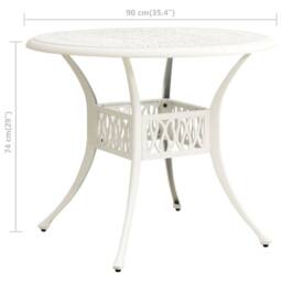 Berkfield Home Garden Table White 90x90x74 cm Cast Aluminium - Size: 90 x 90 x 74 cm - thumbnail 6