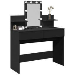 Berkfield Home Dressing Table with LED Black 100x40x130 cm - Size: 100 x 40 x 130 cm - thumbnail 4